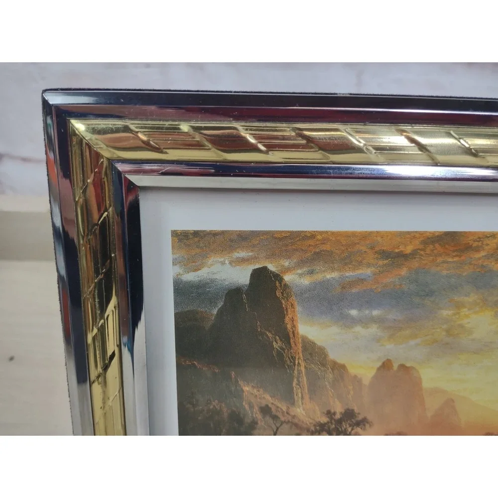 Vintage Art Deco Style Brass Silver Tone Metal Picture Photo Frame 5x7 Korea